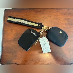 lululemon athletica Dual Pouch Key & Card Holder - Black and Gold - brand new